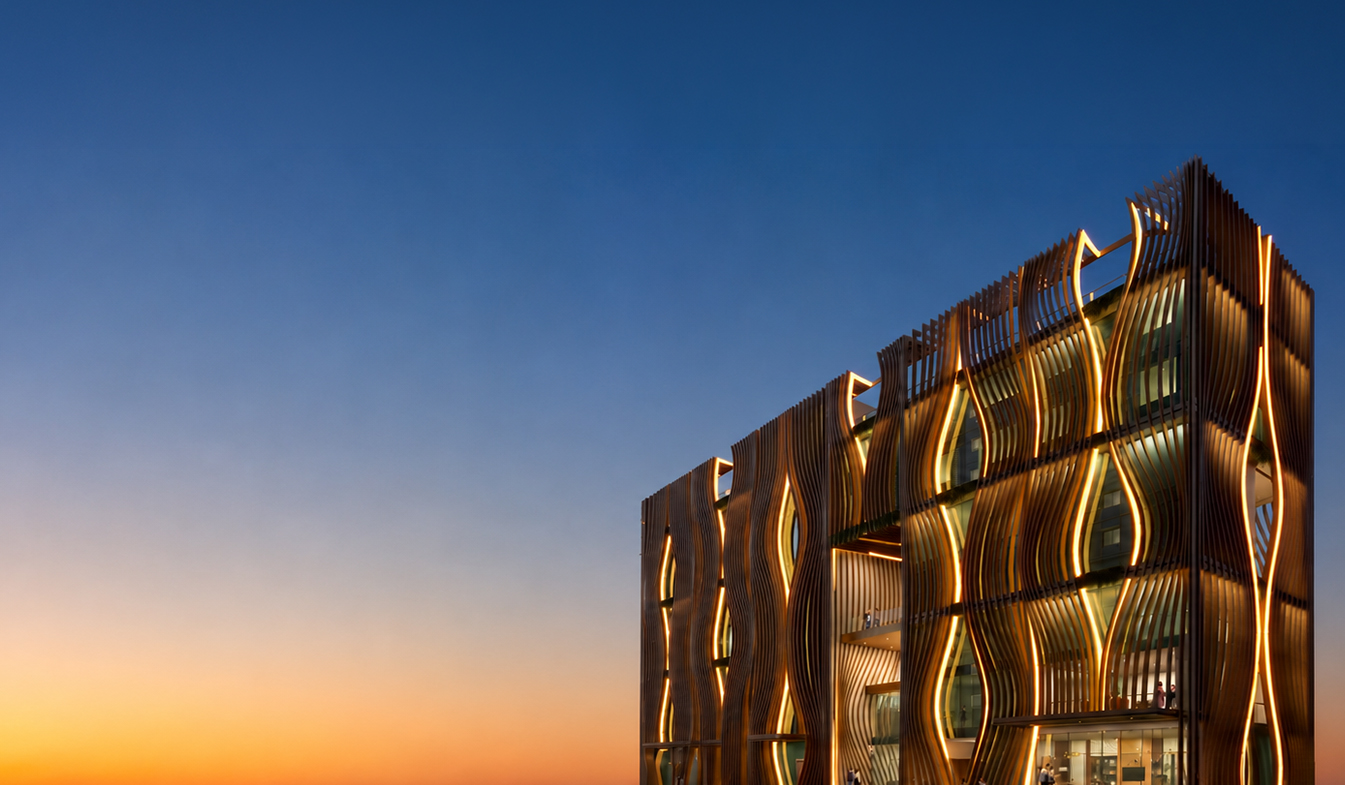 Couple enjoying city views from ARKA's ultra-luxury residence balcony