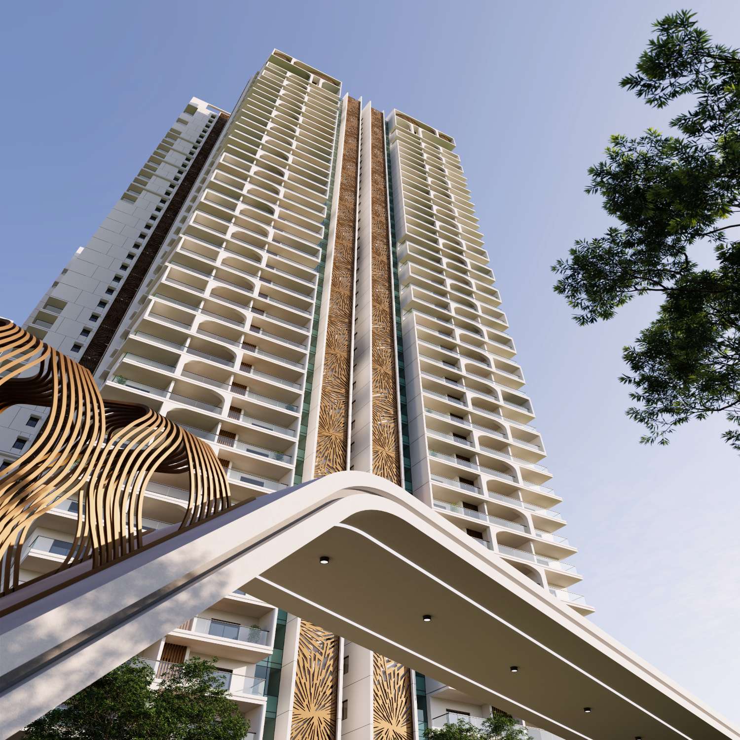 Couple enjoying city views from ARKA's ultra-luxury residence balcony